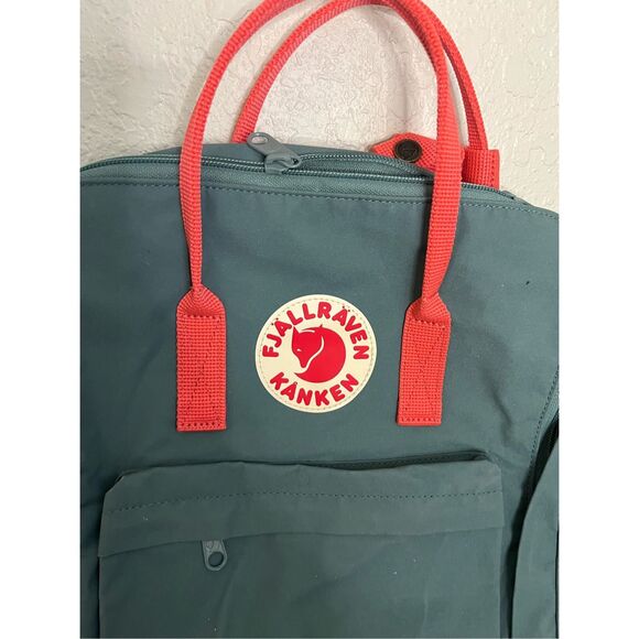 Fjallraven Kanken Unisex Classic Handbag Backpack Bag, Frost Green Coral Strap - Picture 2 of 5